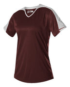 Alleson Athletic Girls' V-Neck Fastpitch Jersey - Maroon/ White