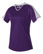 Alleson Athletic Girls' V-Neck Fastpitch Jersey - Purple/ White