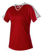 Alleson Athletic Girls' V-Neck Fastpitch Jersey - Red/ White