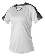 Alleson Athletic Girls' V-Neck Fastpitch Jersey - White/ Black