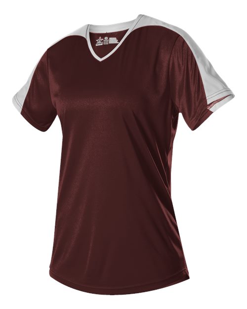 Alleson Athletic Women's V-Neck Fastpitch Jersey - Maroon/ White