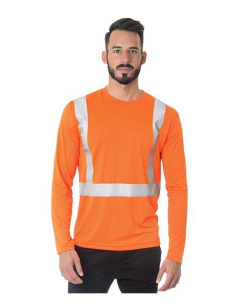 Bayside Men's USA-Made Hi-Visibility Long Sleeve Performance T-Shirt - Orange