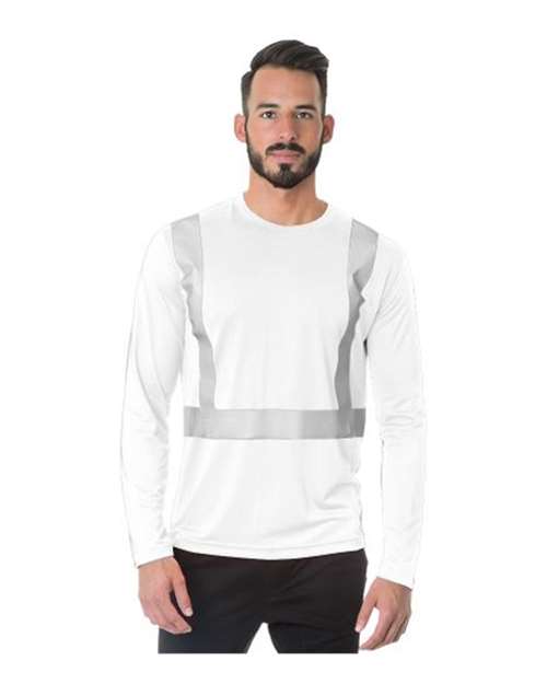 Bayside Men's USA-Made Hi-Visibility Long Sleeve Performance T-Shirt - White