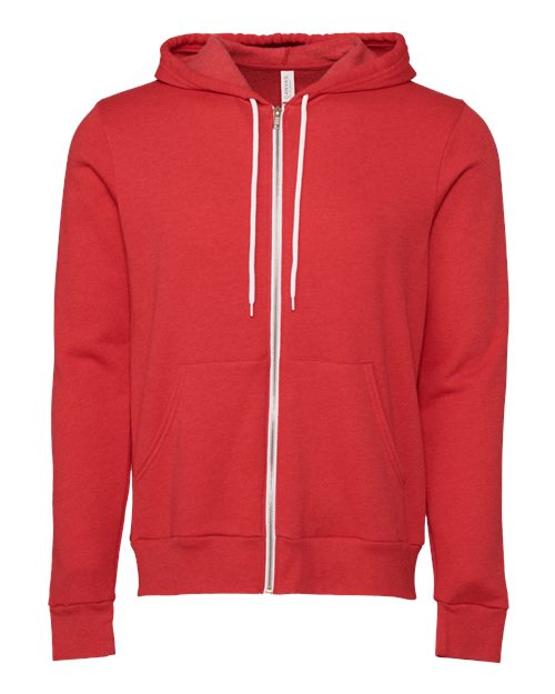 BELLA + CANVAS Unisex Sponge Fleece Full-Zip Hoodie Sweatshirt (Part 2 of 3) - Heather Red