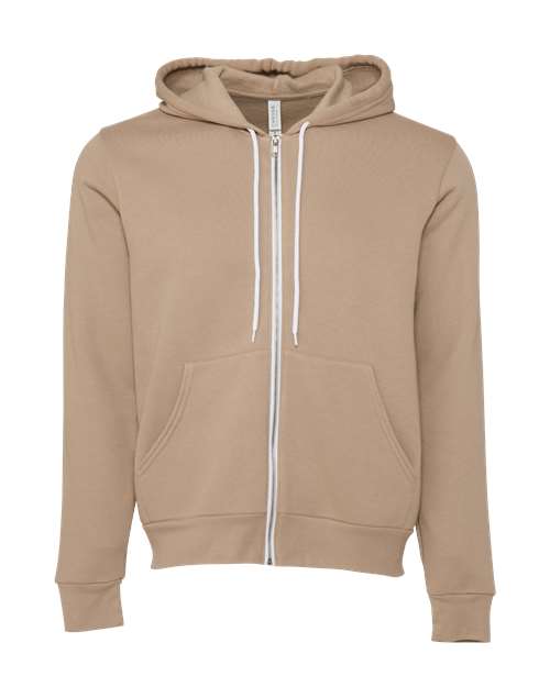 BELLA + CANVAS Unisex Sponge Fleece Full-Zip Hoodie Sweatshirt (Part 2 of 3) - Tan