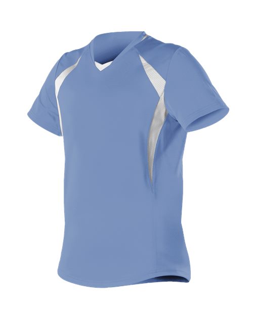 Alleson Athletic Girls' Short Sleeve Fastpitch Jersey - Columbia Blue/ White