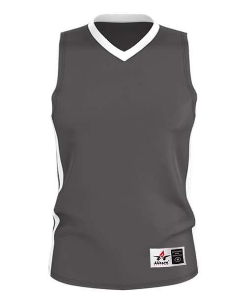 Alleson Athletic Men's Single Ply Basketball Jersey - Charcoal/ White