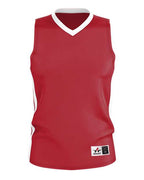 Alleson Athletic Men's Single Ply Basketball Jersey - Red/ White