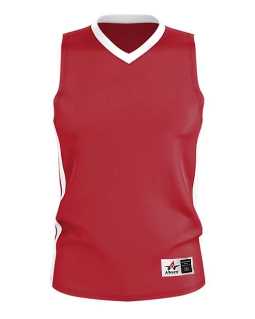 Alleson Athletic Men's Single Ply Basketball Jersey - Red/ White