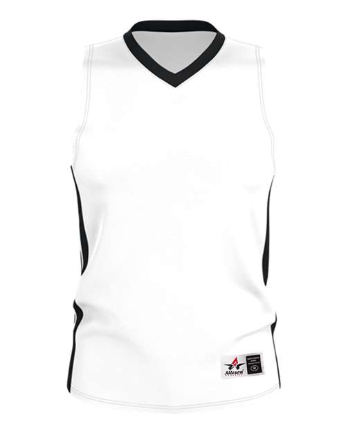 Alleson Athletic Men's Single Ply Basketball Jersey - White/ Black