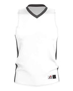 Alleson Athletic Men's Single Ply Basketball Jersey - White/ Charcoal