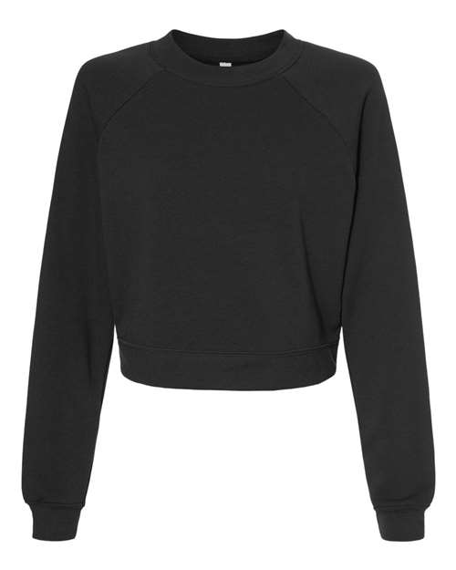 BELLA + CANVAS Women's Crop Raglan Crewneck Sweatshirt - Dark Grey