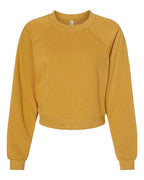 BELLA + CANVAS Women's Crop Raglan Crewneck Sweatshirt - Heather Mustard