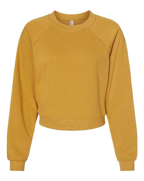 BELLA + CANVAS Women's Crop Raglan Crewneck Sweatshirt - Heather Mustard