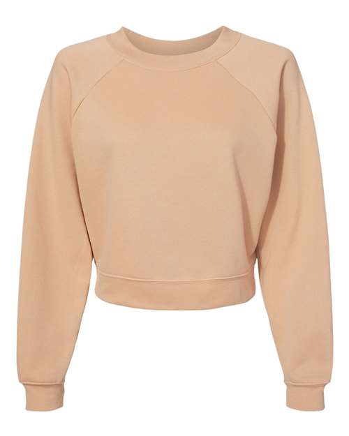BELLA + CANVAS Women's Crop Raglan Crewneck Sweatshirt - Heather Sand Dune