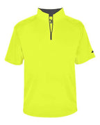Badger Men's B-Core Short Sleeve Quarter-Zip (Part 1 of 2) - Safety Yellow/ Graphite