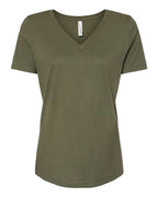 BELLA + CANVAS Women’s Relaxed Jersey V-Neck Tee - Military Green