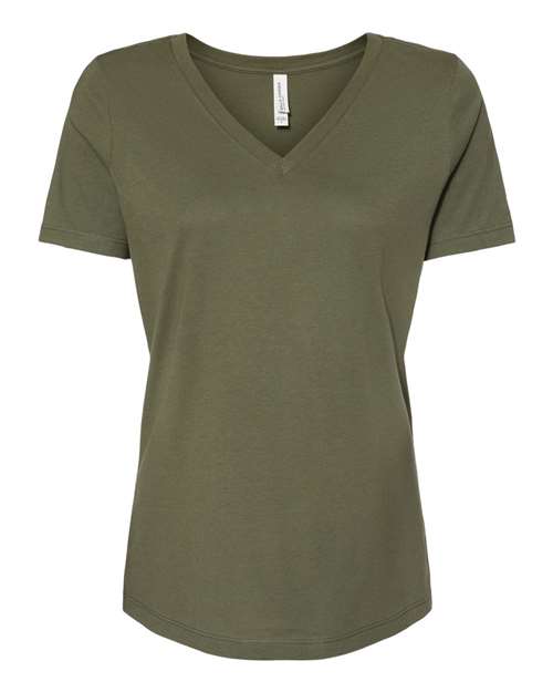 BELLA + CANVAS Women’s Relaxed Jersey V-Neck Tee - Military Green