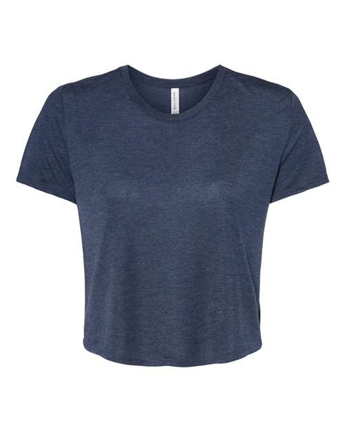 BELLA + CANVAS Women’s Flowy Crop Tee - Heather Navy