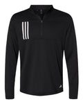 Adidas Men's 3-Stripes Double-Knit Quarter-Zip Pullover - Black/ Grey Two
