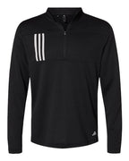 Adidas Men's 3-Stripes Double-Knit Quarter-Zip Pullover - Black/ Grey Two
