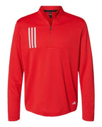 Adidas Men's 3-Stripes Double-Knit Quarter-Zip Pullover - Team Collegiate Red/ Grey Two