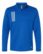 Adidas Men's 3-Stripes Double-Knit Quarter-Zip Pullover - Team Royal/ Grey Two