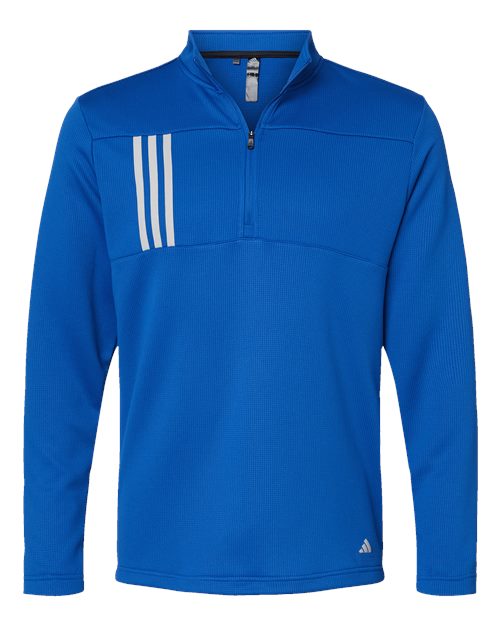 Adidas Men's 3-Stripes Double-Knit Quarter-Zip Pullover - Team Royal/ Grey Two