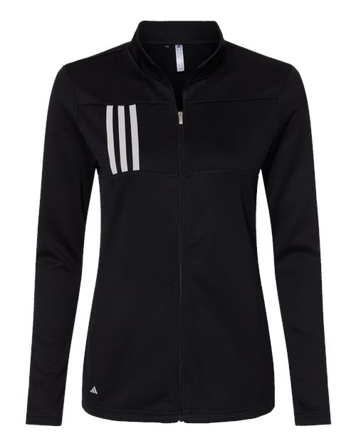 Adidas Women's 3-Stripes Double Knit Full-Zip Jacket - Black/ Grey Two