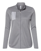 Adidas Women's 3-Stripes Double Knit Full-Zip Jacket - Grey Three/ White