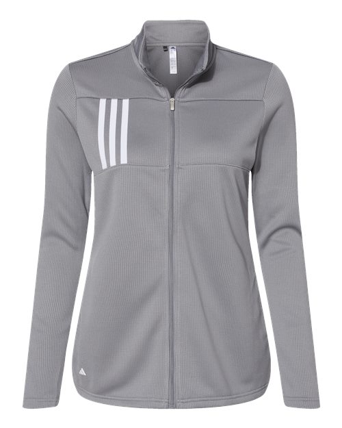 Adidas Women's 3-Stripes Double Knit Full-Zip Jacket - Grey Three/ White