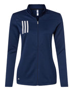 Adidas Women's 3-Stripes Double Knit Full-Zip Jacket - Team Navy Blue/ Grey Two