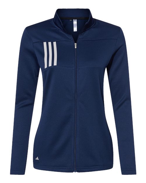 Adidas Women's 3-Stripes Double Knit Full-Zip Jacket - Team Navy Blue/ Grey Two