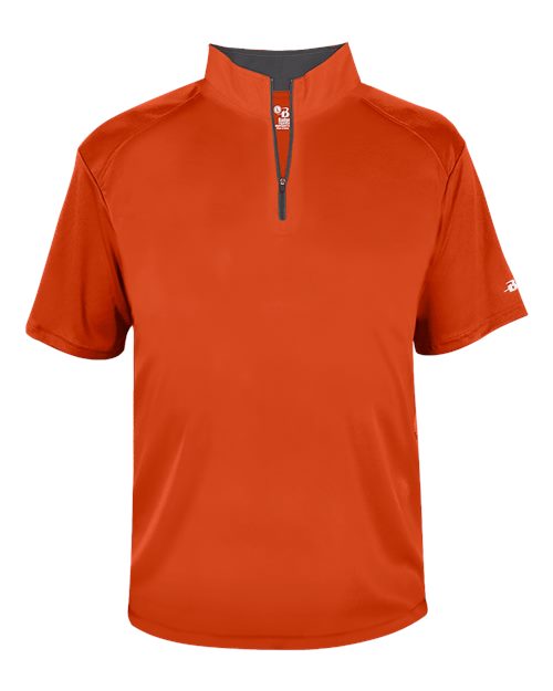Badger Men's B-Core Short Sleeve Quarter-Zip (Part 1 of 2) - Burnt Orange/ Graphite