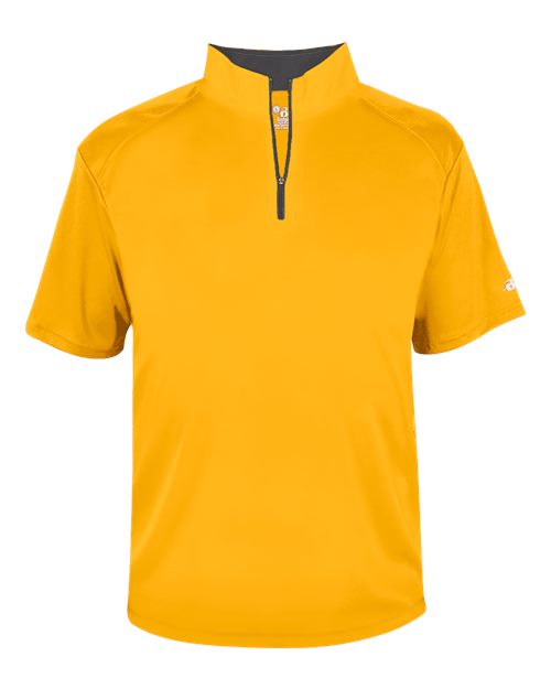 Badger Men's B-Core Short Sleeve Quarter-Zip (Part 1 of 2) - Gold/ Graphite