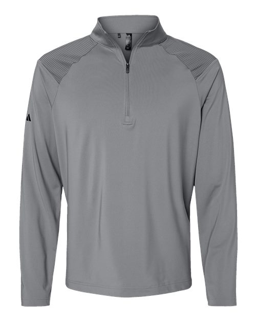 Adidas Men's Ultimate365 Lightweight Shoulder Stripe Quarter-Zip Pullover - Grey Three