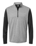 Adidas Men's Ultimate365 Heather Block Print Quarter-Zip Pullover - Black Melange/ Black/ Grey Three