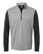 Adidas Men's Ultimate365 Heather Block Print Quarter-Zip Pullover - Black Melange/ Black/ Grey Three