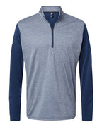 Adidas Men's Ultimate365 Heather Block Print Quarter-Zip Pullover - Collegiate Navy Melange/ Navy/ Grey Three