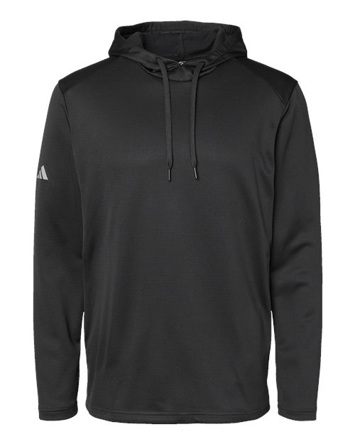 Adidas Men's Textured Mixed Media Midweight Hooded Sweatshirt - Black