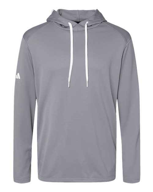 Adidas Men's Textured Mixed Media Midweight Hooded Sweatshirt - Grey Three
