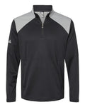 Adidas Men's Textured Mixed Media Quarter-Zip Pullover - Black/ Grey Three