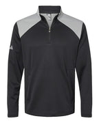 Adidas Men's Textured Mixed Media Quarter-Zip Pullover - Black/ Grey Three