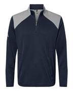 Adidas Men's Textured Mixed Media Quarter-Zip Pullover - Collegiate Navy/ Grey Three
