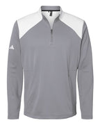 Adidas Men's Textured Mixed Media Quarter-Zip Pullover - Grey Three/ White