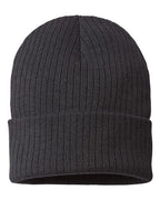 Atlantis Headwear Sustainable Rib Cuffed Beanie - Black