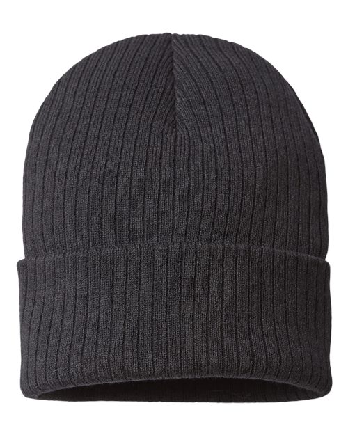 Atlantis Headwear Sustainable Rib Cuffed Beanie - Black
