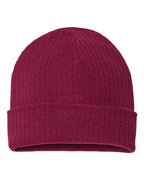 Atlantis Headwear Sustainable Rib Cuffed Beanie - Burgundy