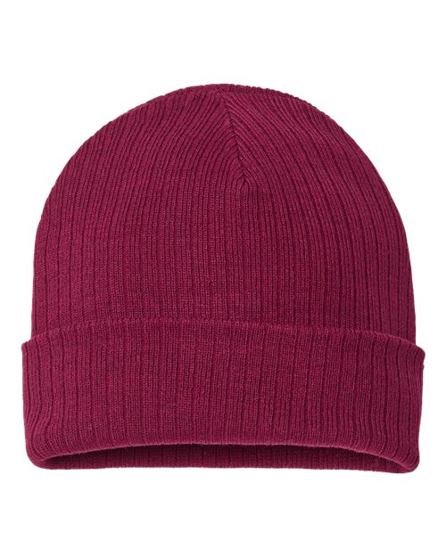 Atlantis Headwear Sustainable Rib Cuffed Beanie - Burgundy