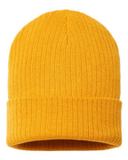 Atlantis Headwear Sustainable Rib Cuffed Beanie - Mustard Yellow